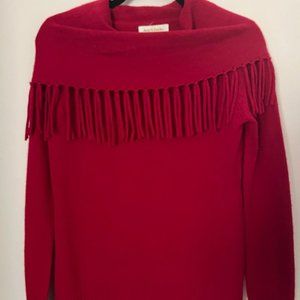 Peck & Peck Red Cashmere Sweater With Fringe Size Small